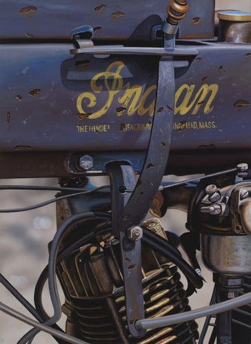 1914 Indian motorcycle up-close engine.